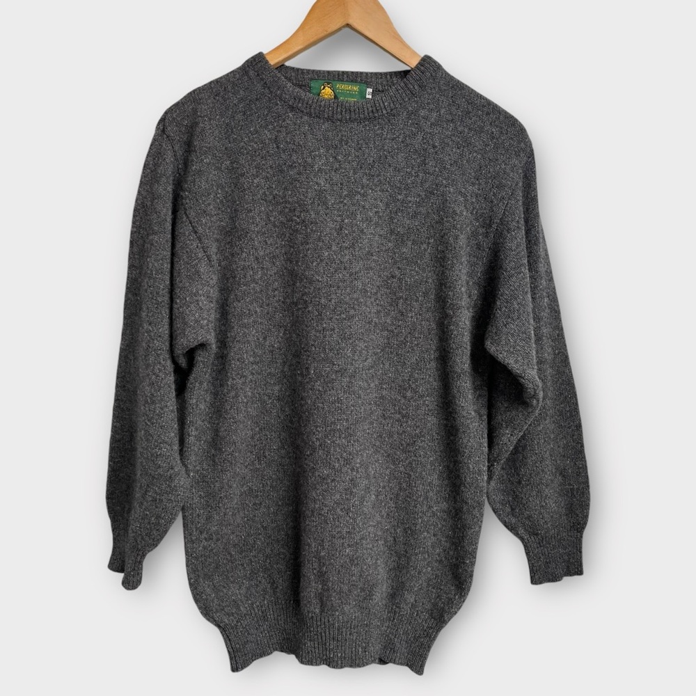 Peregrine Knitwear Grey Wool Knit Crewneck Sweater Men’s Small Huckberry